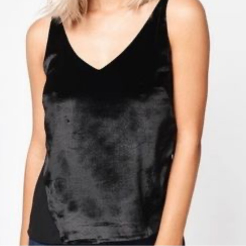 J Brand Black Velvet Cami Tank - Sheer Back & Adjustable Straps